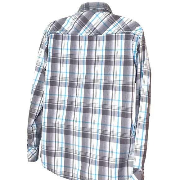 BKE Mens Snap Button Shirt XL Blue Gray Plaid Western StdFit LS Preppy Cowboy - Picture 3 of 6